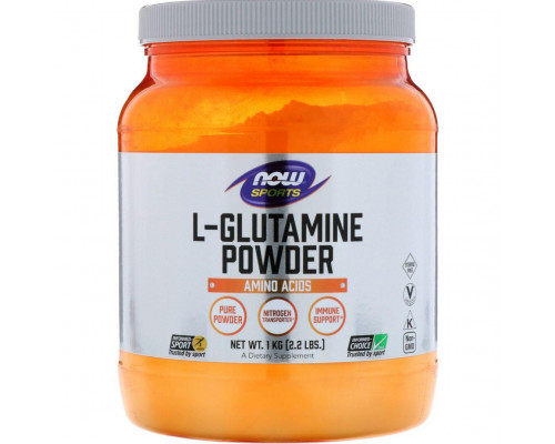 Глютамин, L-Glutamine, Now Foods, Sports, порошок, 1 кг