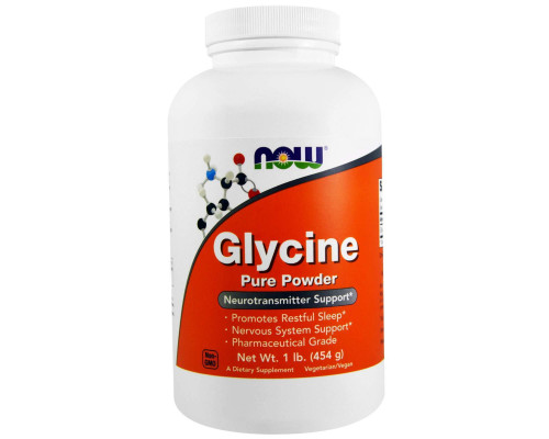 Глицин, Glycine, Now Foods, чистый порошок, 454 грамм