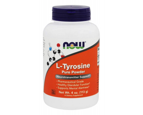 Тирозин, L-Tyrosine, Now Foods, порошок, 113 гр