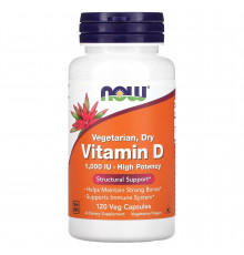 Витамин D2, Vitamin D, NOW Foods, сухой, 1000 МЕ (25 мкг), 120 вегетарианских капсул