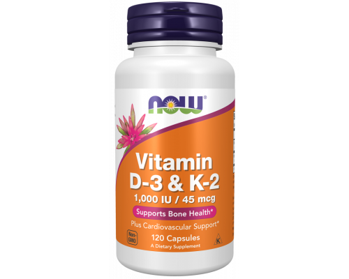 Витамин D3 и К2, Vitamin D-3 & K-2, Now Foods, 120 капсул