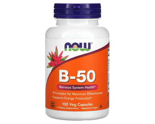 Витамины группы В-50, B-50, Now Foods, комплекс, 100 вегетарианских капсул
