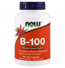 Комплекс В-100 для нервной системы, B-100, NOW Foods, 100 вегетарианских капсул