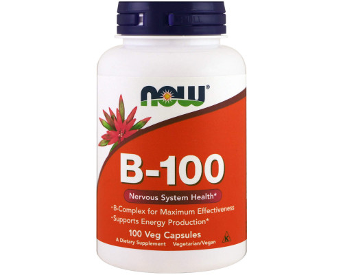 Комплекс В-100 для нервной системы, B-100, NOW Foods, 100 вегетарианских капсул