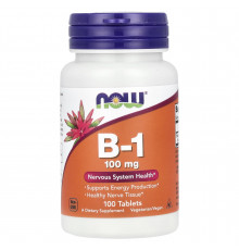 Тиамин, Витамин В1, Vitamin B-1, NOW Foods, 100 мг, 100 таблеток