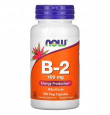 Рибофлавин, Vitamin B-2, Now Foods, 100 мг, 100 растительных капсул