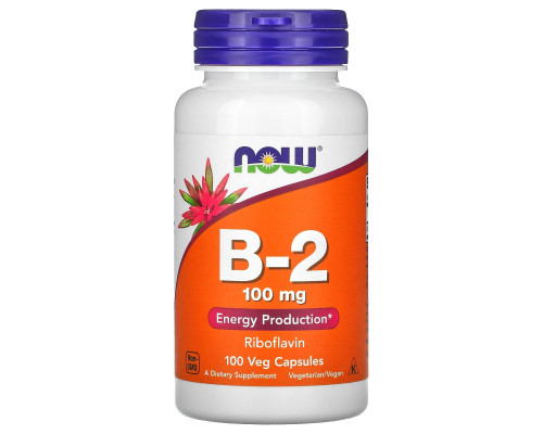 Рибофлавин, Vitamin B-2, Now Foods, 100 мг, 100 растительных капсул
