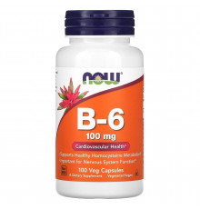 Витамин В6, Vitamin B-6, Now Foods, 100 мг, 100 капсул