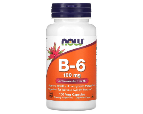 Витамин В6, Vitamin B-6, Now Foods, 100 мг, 100 капсул