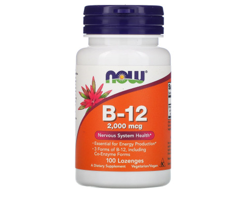Витамин В12, Vitamin B-12, Now Foods, 2000 мкг, 100 леденцов