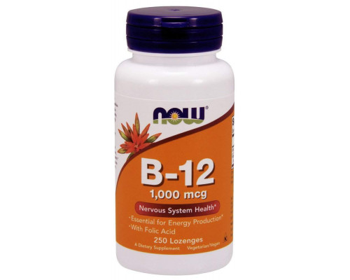 Витамин В12 и фолиевая кислота, Vitamin B-12/Folic Acid, Now Foods, 1000 мкг, 250 леденцов