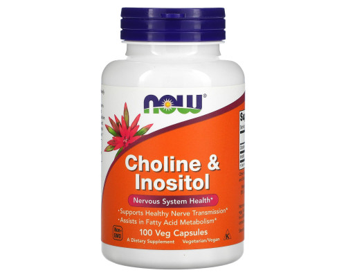 Холин и инозитол, Choline & Inositol, Now Foods, 500 мг, 100 вегетарианских капсул