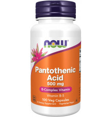 Пантотеновая кислота, Pantothenic Acid, Now Foods, 500 мг, 100 вегетарианских капсул