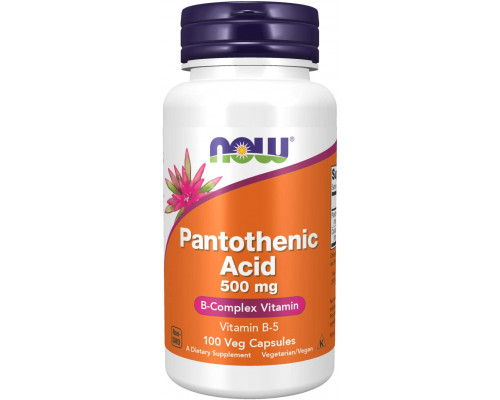 Пантотеновая кислота, Pantothenic Acid, Now Foods, 500 мг, 100 вегетарианских капсул