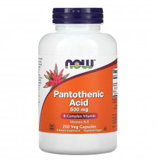 Пантотеновая кислота, Pantothenic Acid, Now Foods, 500 мг, 250 растительных капсул