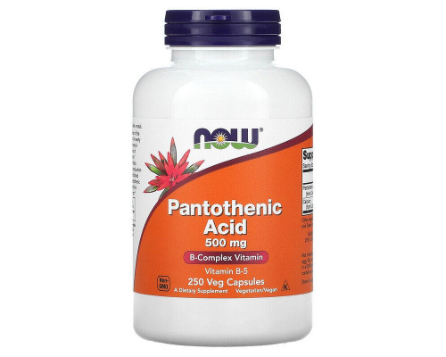 Пантотеновая кислота, Pantothenic Acid, Now Foods, 500 мг, 250 растительных капсул