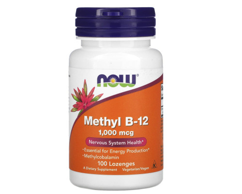 Витамин В12, Methyl B-12, Now Foods, метил, 1000 мкг, 100 леденцов
