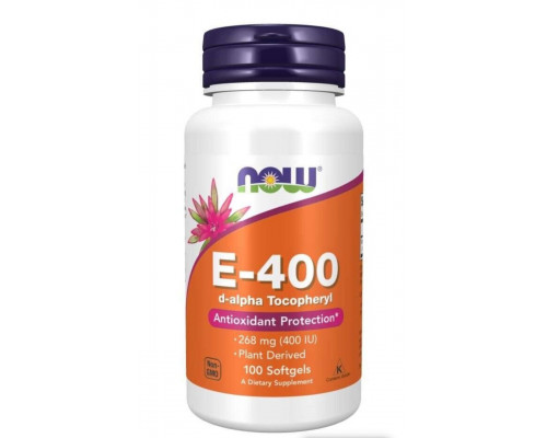 Витамин Е, E-400, NOW Foods, 268 мг (400 МЕ), 100 гелевых капсул