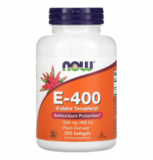 Витамин Е, E-400, Now Foods, 268 мг (400 МЕ), 250 гелевых капсул