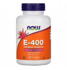Витамин Е со смешанными токоферолами, E-400, Now Foods, 268 мг (400 МЕ), 250 гелевых капсул