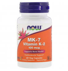 Витамин К2, МК-7 Vitamin K-2, Now Foods, 100 мкг, 60 капсул