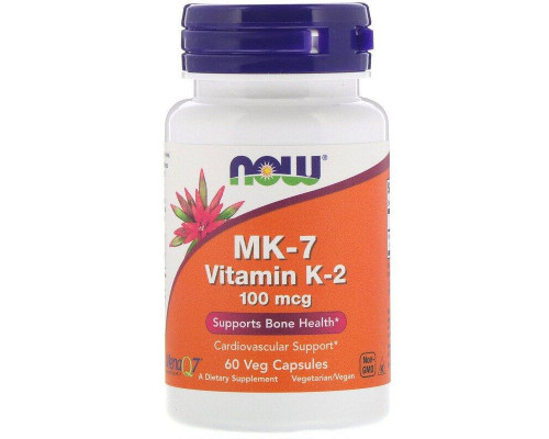 Витамин К2, МК-7 Vitamin K-2, Now Foods, 100 мкг, 60 капсул