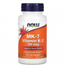 Витамин К-2, MK-7 Vitamin K-2, Now Foods, 100 мкг, 120 капсул
