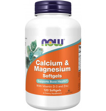 Кальций и магний, Calcium & Magnesium, Now Foods, с витамином D-3 и цинком, 120 гелевых капсул
