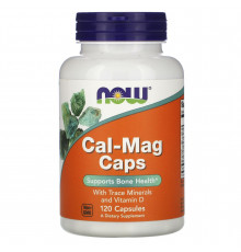 Кальций и магний, Cal-Mag Caps, Now Foods, с микроэлементами и витамином D, 120 капсул