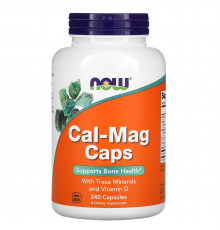 Кальций и магний, Cal-Mag Caps, Now Foods, с микроэлементами и витамином D, 240 капсул
