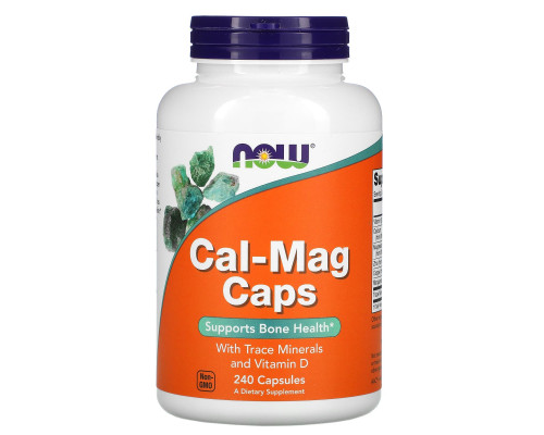 Кальций и магний, Cal-Mag Caps, Now Foods, с микроэлементами и витамином D, 240 капсул