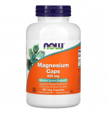 Магний, Magnesium Caps, Now Foods, 400 мг, 180 вегетарианских капсул