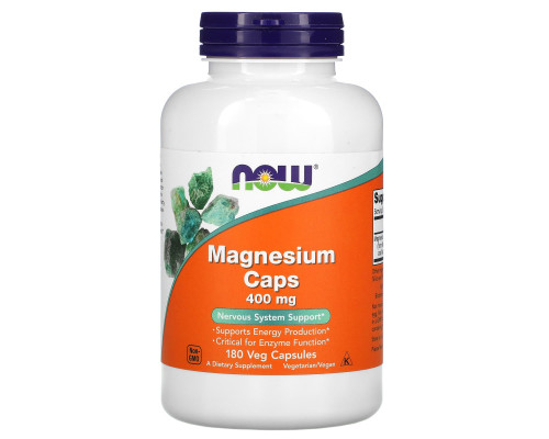 Магний, Magnesium Caps, Now Foods, 400 мг, 180 вегетарианских капсул