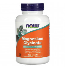 Магний глицинат, Magnesium Glycinate, Now Foods, 200 мг, 180 таблеток (100 мг в таблетке)