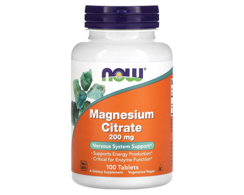Магний цитрат, Magnesium Citrate, NOW Foods, 200 мг, 100 таблеток