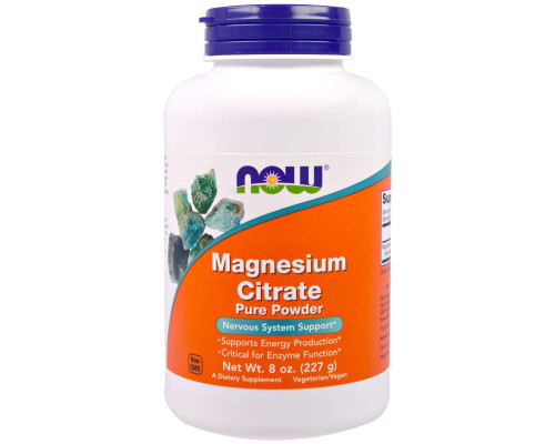 Магния цитрат, Magnesium Citrate, NOW Foods, 100% чистый порошок, 227 г