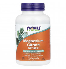 Магний цитрат, Magnesium Citrate, NOW Foods, 400 мг, 90 гелевых капсул (133 мг в одной гелевой капсуле)