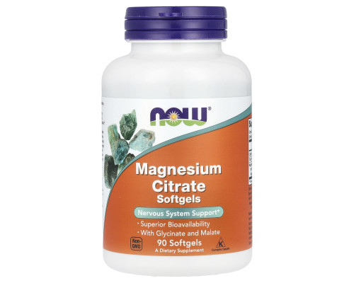 Магний цитрат, Magnesium Citrate, NOW Foods, 400 мг, 90 гелевых капсул (133 мг в одной гелевой капсуле)