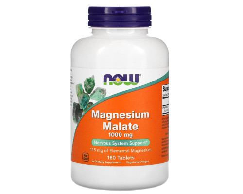 Магния малат, Magnesium Malate, Now Foods, 1000 мг, 180 таблеток