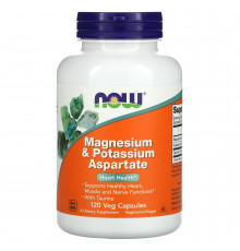Магний и калий аспартат, Magnesium & Potassium Aspartate, Now Foods, 120 вегетарианских капсул