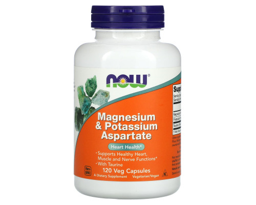 Магний и калий аспартат, Magnesium & Potassium Aspartate, Now Foods, 120 вегетарианских капсул