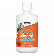 Коллоидные минералы, Colloidal Minerals, Now Foods, вкус малины, 946 мл