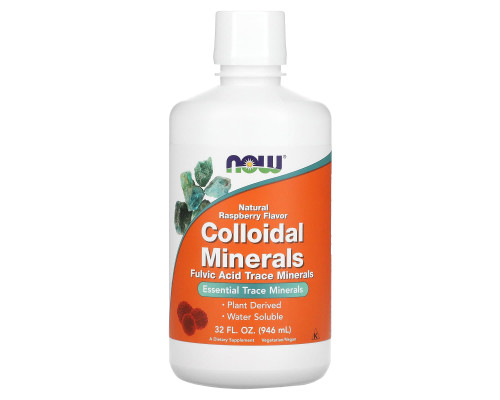 Коллоидные минералы, Colloidal Minerals, Now Foods, вкус малины, 946 мл