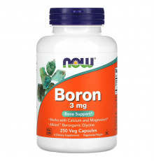 Бор, Boron, Now Foods, 3 мг, 250 вегетарианских капсул
