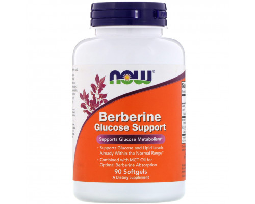 Поддержка уровня глюкозы с берберином, Berberine Glucose Support, Now Foods, 90 гелевых капсул