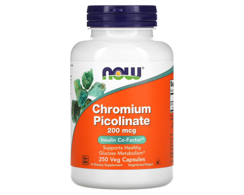 Хром пиколинат, Chromium Picolinate, Now Foods, 200 мкг, 250 капсул