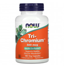 Хром, Tri-Chromium, Now Foods, 500 мкг, 180 вегетарианских капсул