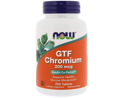 Хром, GTF Chromium,  Now Foods, 200 мкг, 250 таблеток