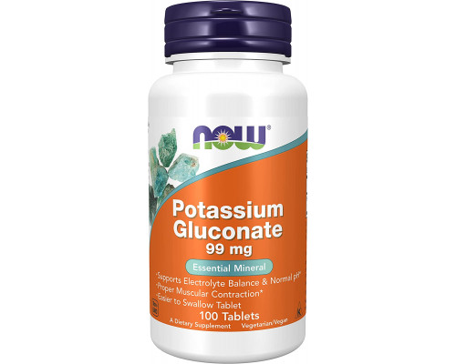Калий глюконат, Potassium Gluconate, Now Foods, 99 мг, 100 таблеток