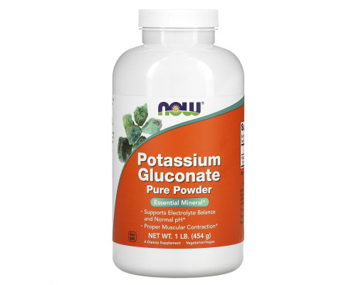 Калия глюконат, Potassium Gluconate, Now Foods, чистий порошок, 454 г